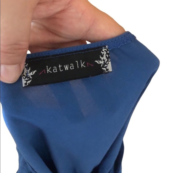 Vintage Y2K royal blue asymmetrical blouse - Picture 5 of 5